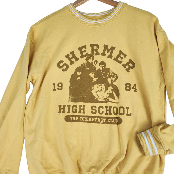 Breakfast Club Sweatshirt Size Medium Shermer High Vintage Style Yellow - Picture 2 of 6